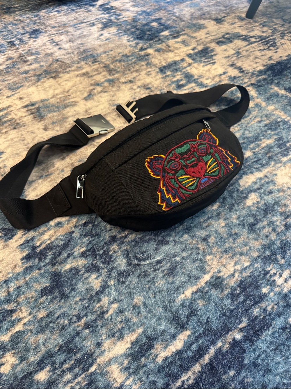 Kenzo Black Belt Bag with Multicolor Tiger Embroidery - Picture 2 of 5